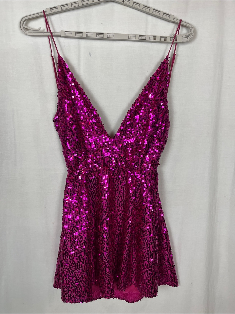 Lucy in the Skiy Pink Sequin Tie Back Mini Dress